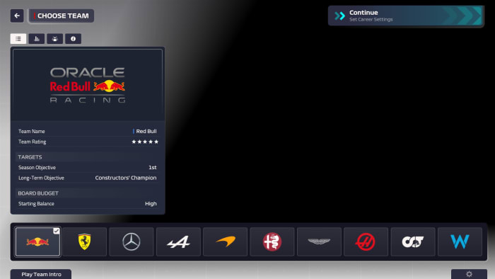 F1 Manager 2023 Red Bull overview.